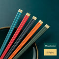 Axyaa Alloy Chinese Chopsticks Set, Colorful Non-Slip Sushi Sticks, 5 Pairs