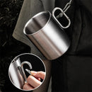 Axyaa Stainless Steel Portable Beer Mug with Lid & Foldable Handle