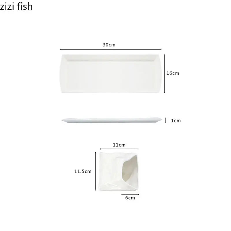 Axya Pure White Ceramic Snack Plate for French Fries, Desserts, Sushi, and More