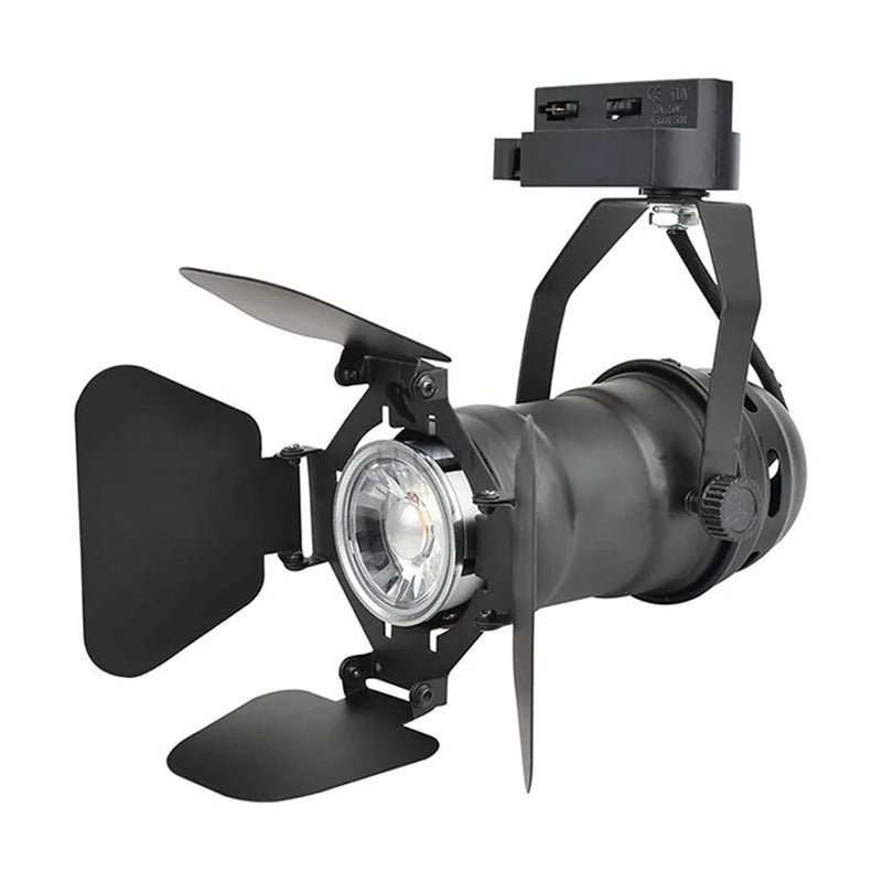 Axyaa Black Mini Adjustable Homes Track Light with Barn Door - Industrial Rail Mount LED Spotlight