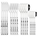 Axyaa 16-Piece Stainless Steel Cutlery Set with Imitation Wooden Handles