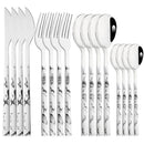 Axyaa 16-Piece Stainless Steel Cutlery Set with Imitation Wooden Handles
