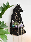 Axyaa Moon Phase Crystal Stone Display Shelf Black Wood Boho Wall Decor