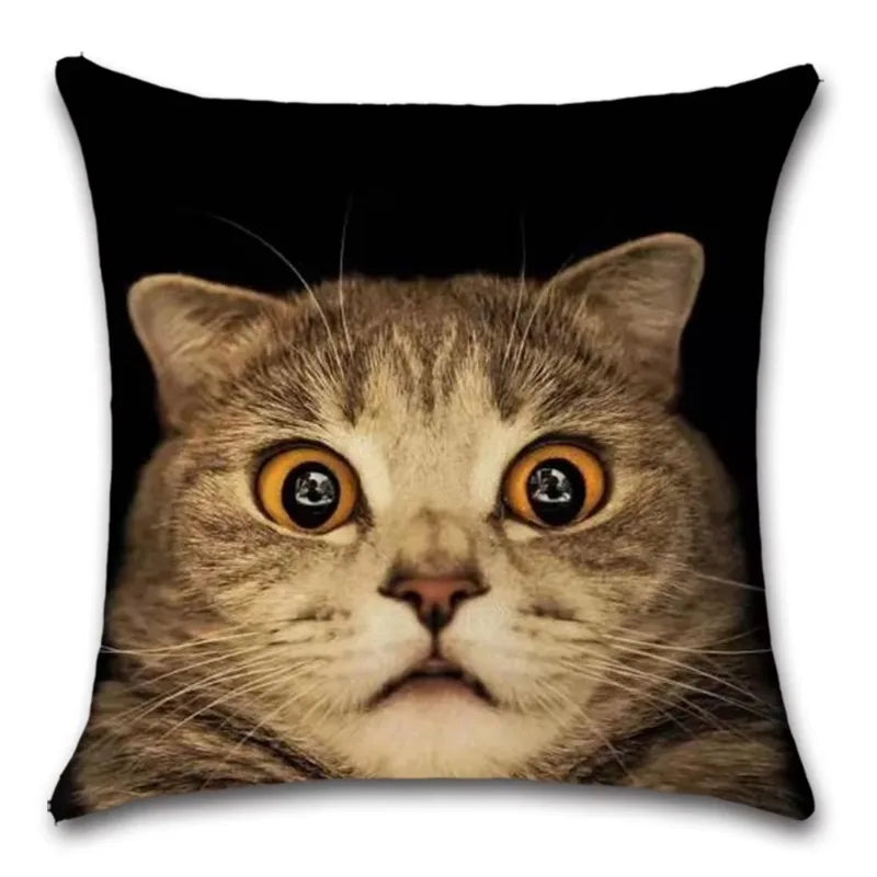 Axyaa Cat Tongue Out Decor Cushion Cover – Polyester Throw Pillow for Home Sofa Seat