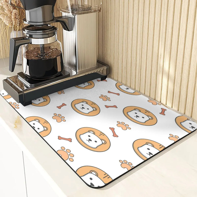Axyaa Cute Rabbit Pattern Diatomaceous Earth Coasters Mats - Set of 4