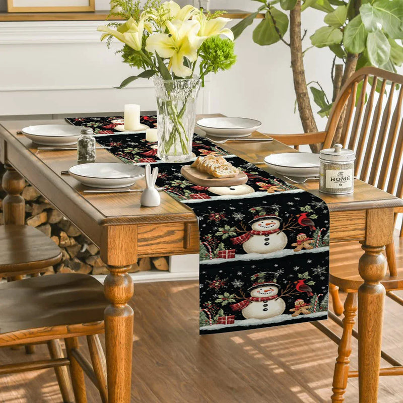 Snowman Presents Table Runner by Axyaa: Festive Dining Table Decor