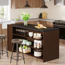 Axyaa Farmhouse Kitchen Island with Storage, 5-Tier Wood Coffee Bar Table
