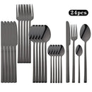 Axyaa 24Pcs Gold Cutlery Set Stainless Steel Flatware Dinnerware Kitchen Tableware