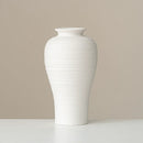 Axyaa White Round Handmade Terracotta Vase - Home Decor, Christmas Table Centerpiece