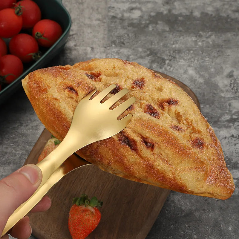 Axyaa Stainless Steel Food Tongs - Non-Slip Cooking Tool for Barbecue, Grilling & Frying