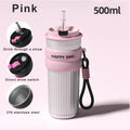 Axyaa Stainless Steel Coffee Cup with Straw and Rope - 500ML Thermos Mug
