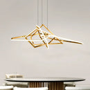 Axyaa Gold Irregular Shape LED Pendant Lights - Dimmable Steel Chandelier for Modern Living Room