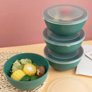 Axyaa Dark Green Plastic Bowls with Lids - Set of 6