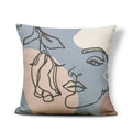 Axyaa Geometric Abstract Face Linen Cushion Cover 45x45Cm