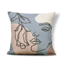 Axyaa Geometric Abstract Face Linen Cushion Cover 45x45Cm