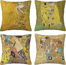 Axyaa Yellow Linen Autumn Pillowcase Cushion Cover - 45x45 Square Decorative Sofa Bed