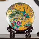 Axyaa Ceramic Plate Ornament Set with Modern Base for Home Decor and Flower Arrangement