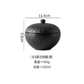 Axyaa Stone Patterned Ceramic Bowl with Lid for Soup, Dessert, Rice & Molecular Cuisine