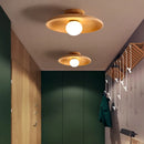 Axyaa Handcrafted Wooden Disc Pendant Ceiling Lamp with LED Lights for Living Room, Corridor, and Balcony