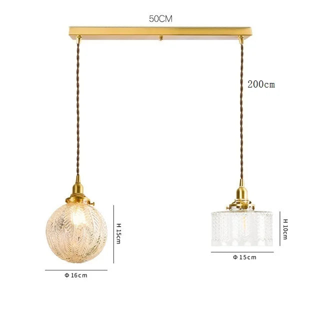 Axyaa Clear Glass LED Pendant Light: Nordic Style Copper Hanging Lamp