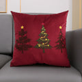 Axyaa Christmas Elk Tree Embroidered Pillowcase Cojines Red Green Decorative Cushion Cover