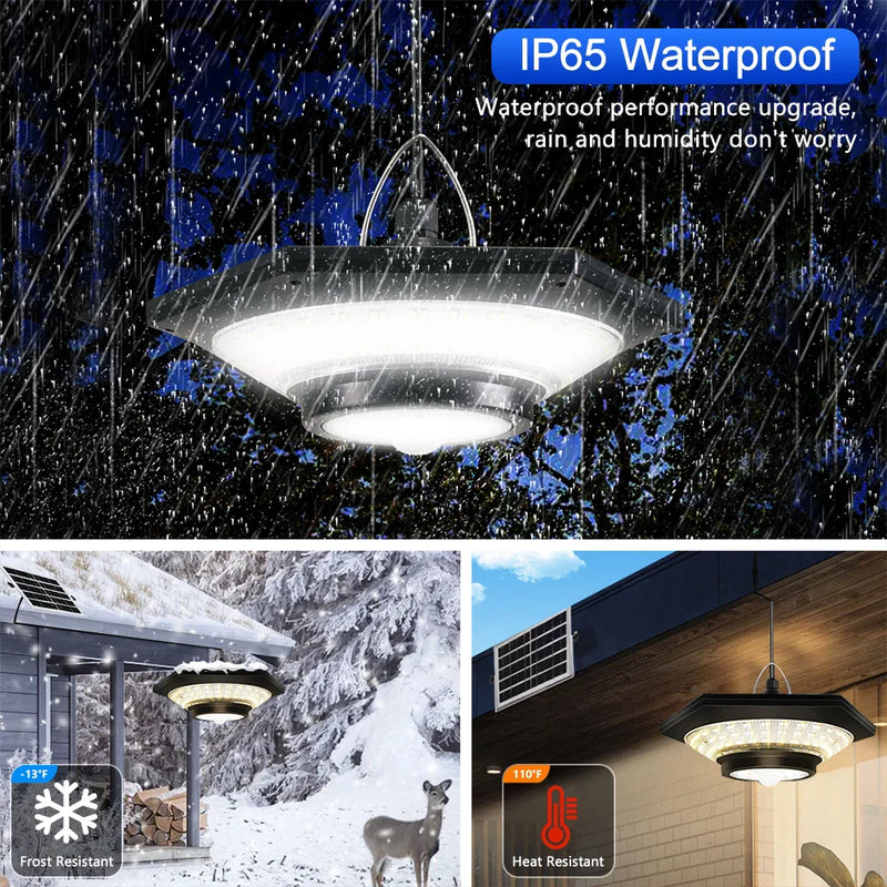 Axyaa Solar Motion Sensor Pendant Light - Indoor/Outdoor Dimmable Shed Lamp