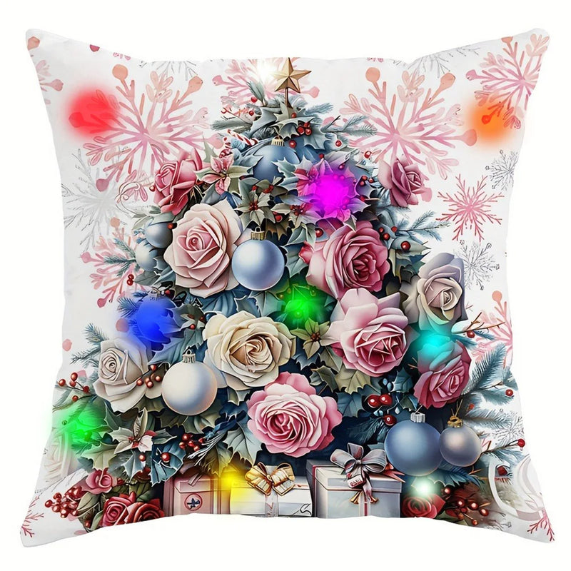 Axyaa LED Luminous Pillowcase with Santa Claus Snowman Rose Design