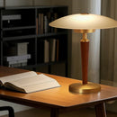 Axyaa Luxury Wood Glass Gold Bedside Table Lamp