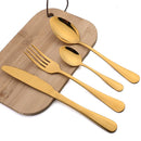 Axyaa Gold Stainless Steel Cutlery Set - 24pc Western Tableware Flatware Kit