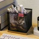 Axyaa Metal Pen Holder Storage Box Grid Student Desk Stationery Organizer