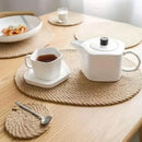 Axyaa Jute Braided Placemat and Coaster Set: Handmade Oval Table Mat Grass Weave