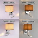 Axyaa Square Fabric LED Wall Lamp with USB Reading Light & Switch