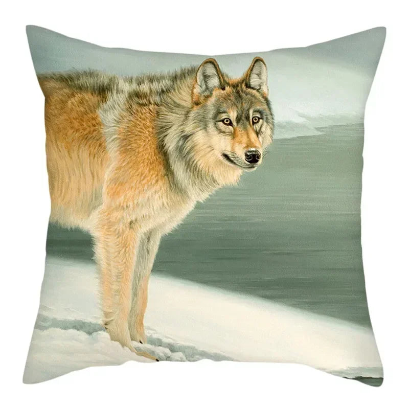 Axyaa Wildlife Wolf Decorative Pillow Sleeve for Home and Office Décor