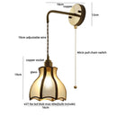 Axyaa Tiffany Glass LED Wall Light with Pull Chain Switch, Nordic Modern Design