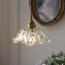 Axyaa Snowflake Pendant Light with Glass Shade in Brass & Walnut Finish