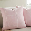 Axyaa Striped Embroidered Cushion Cover Brown Grey Cotton Linen 45x45cm 60x60cm