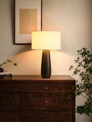 Axyaa Modern Ash Wood LED Bedside Table Lamp with Cloth Lampshade