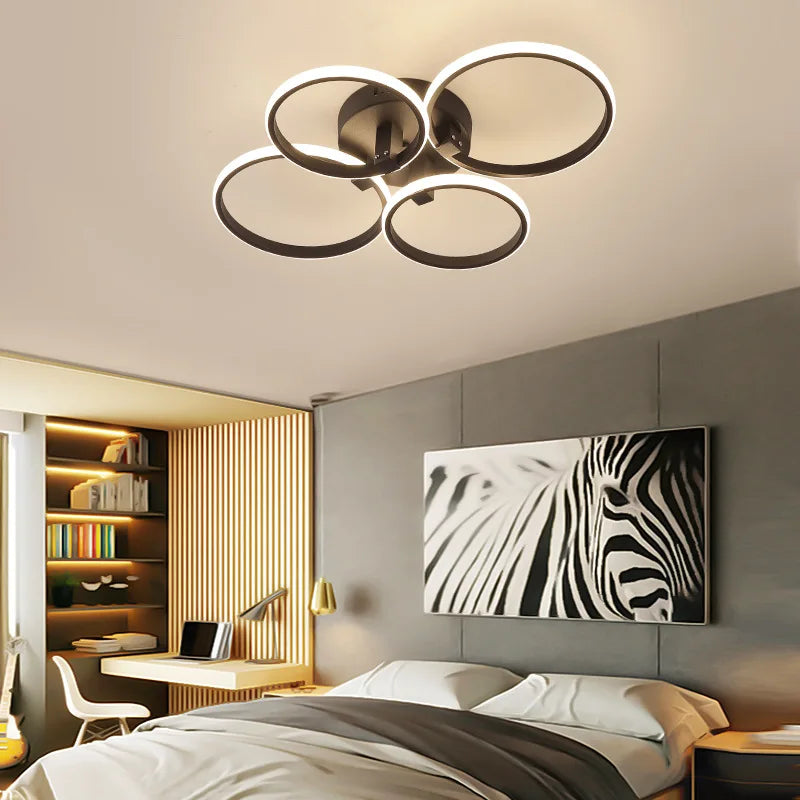 Axyaa Smart Ring LED Ceiling Chandelier, APP Dimmable, Modern Living Room Bedroom Light