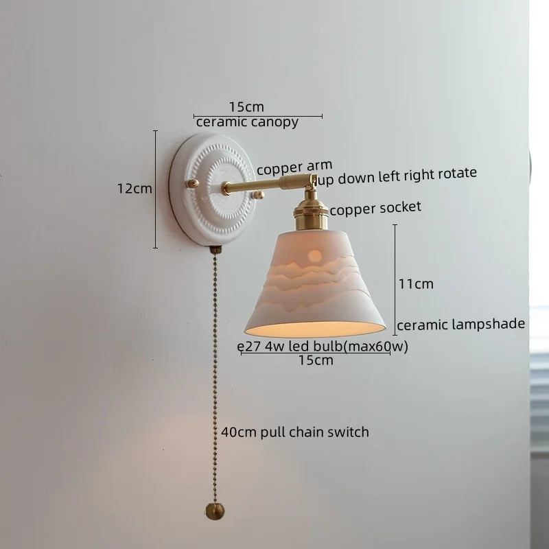 Axyaa Nordic Ceramic LED Wall Lights for Bedroom Living Room Decoration