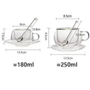 Axya Double Wall Glass Espresso Set with Spoon, Dish & Handle - 180/250ml