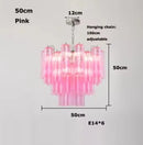 Axyaa Pink Clear Glass Tube Chandelier for Home Decor - Ceiling Hanging Lamps