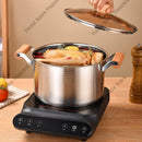 Axyaa Stainless Steel Hot Pot with Lid: Induction Cooker Gas Stove Non-Stick Double-Eared Pan