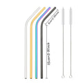 Axyaa Gold Bend Stainless Steel Straws Set with Cleaner Brush - 4 Pcs