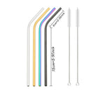 Axyaa Gold Bend Stainless Steel Straws Set with Cleaner Brush - 4 Pcs