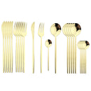 Axyaa 24Pcs Green Gold Stainless Steel Dinnerware Set Cutlery Tableware Silverware
