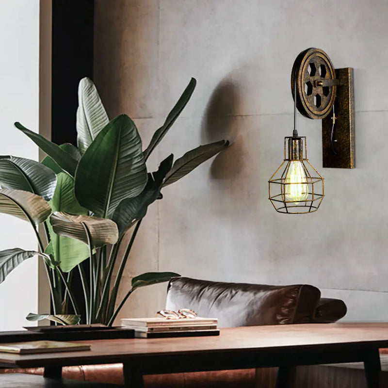 Axyaa Rustic Metal Wall Sconce Light Fixture for Home, Bar, Restaurant