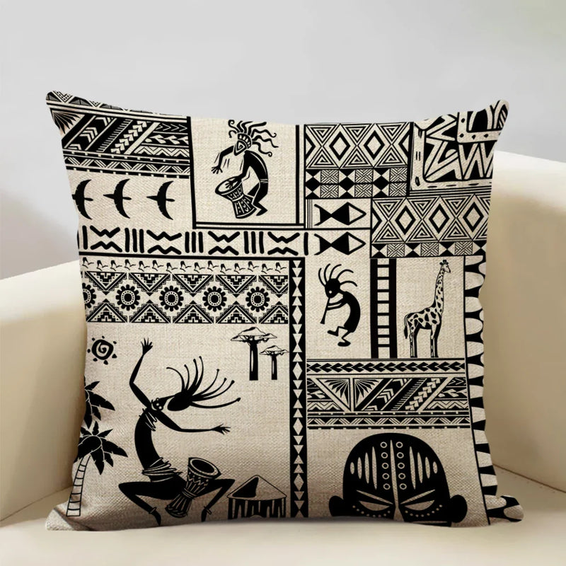 Axyaa African Woman Geometric Pillow Cover Ethnic Sofa Decoration