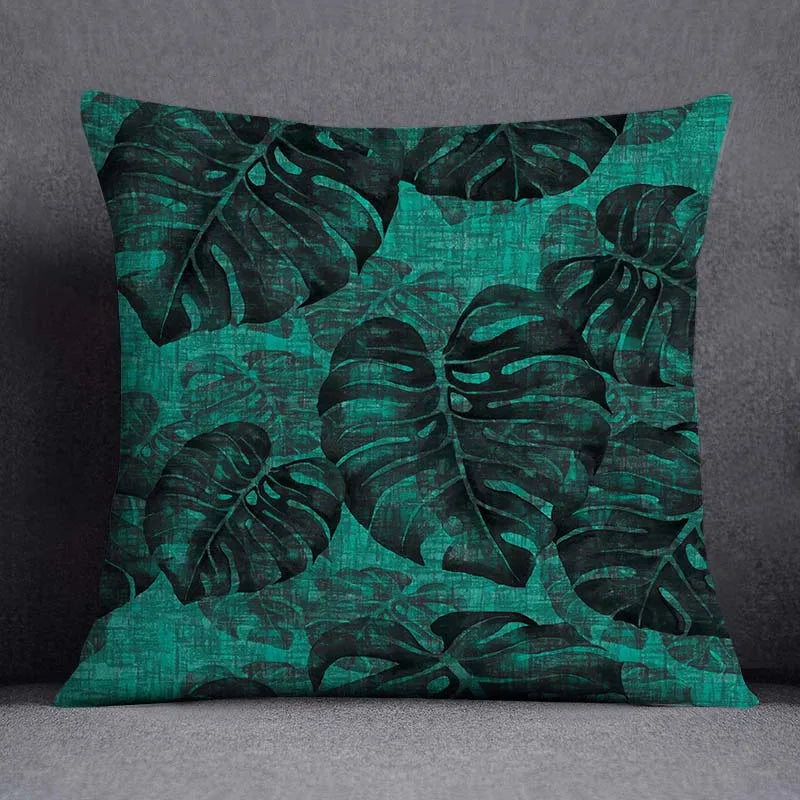 Axyaa Dark Green Floral Animal Pattern Pillowcase - 45cm