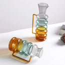 Axyaa Glass Bubble Ring Vase - Transparent Handle Flower Arrangement Terrarium