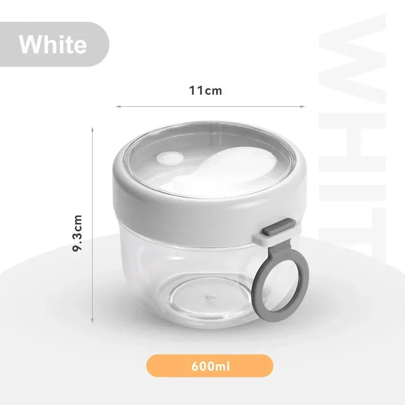 Axyaa 600ml Oatmeal Cup with Airtight Lid, Spoon - Food Storage Jar